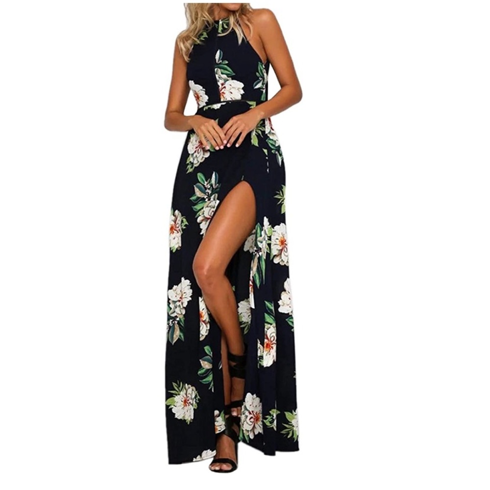 NWOT | Floral Navy Blue Summer Maxi Dress